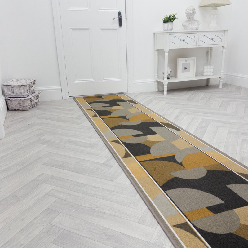 Runner Geometric Shapes Looped / Hooked Area Rug, Runner 100 x 180 cm