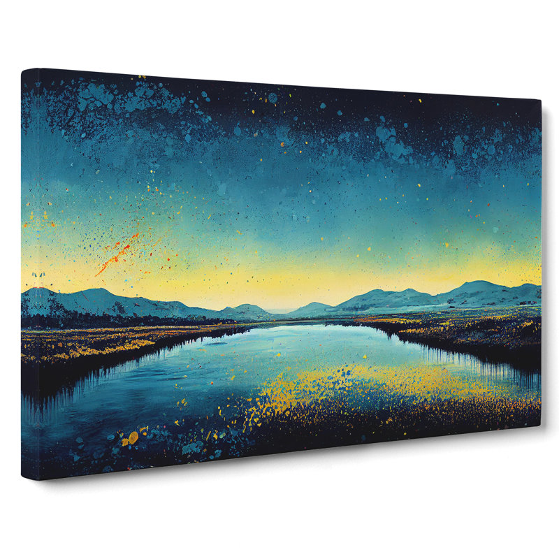 River Paint Splatter - Wrapped Canvas, 50cm H x 76cm W x 3cm D