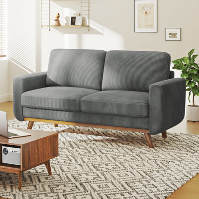 Modern corduroy 2 seater sofa no tools required installation with solid wood frame