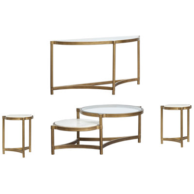 Table basse Thurlow avec 2 tables d'appoint et canapé demi-lune
