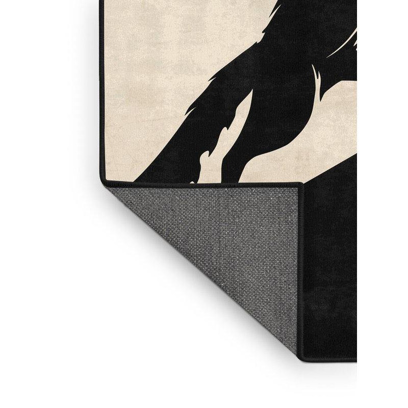 Tapis moelleux moelleux à motif arc-en-ciel moderne de style diable de Tasmanian - noir, 3 X 5