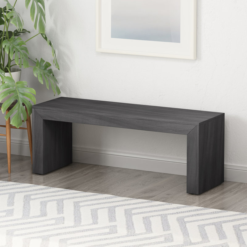 Banc 46,8 po en bois noir pour la salle à manger, la décoration, le cadre, un banc long à installation rapide et polyvalent, à assembler