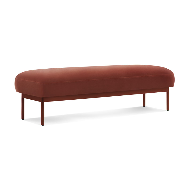 Puff Puff Upholstered Bench, Tomato Velvet