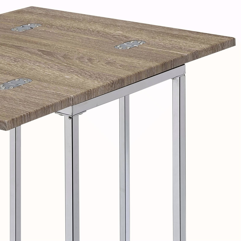 Weathered Oak and Chrome Side Table