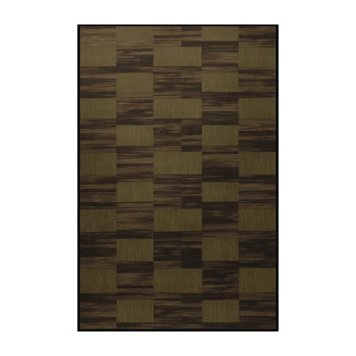 Machine Washable Checkered Brown Area Rug