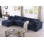 Canapé modulaire en polyester bleu foncé avec repose-pieds en tissu d'ameublement en forme de L de 142 pouces Amiyiah-36222735