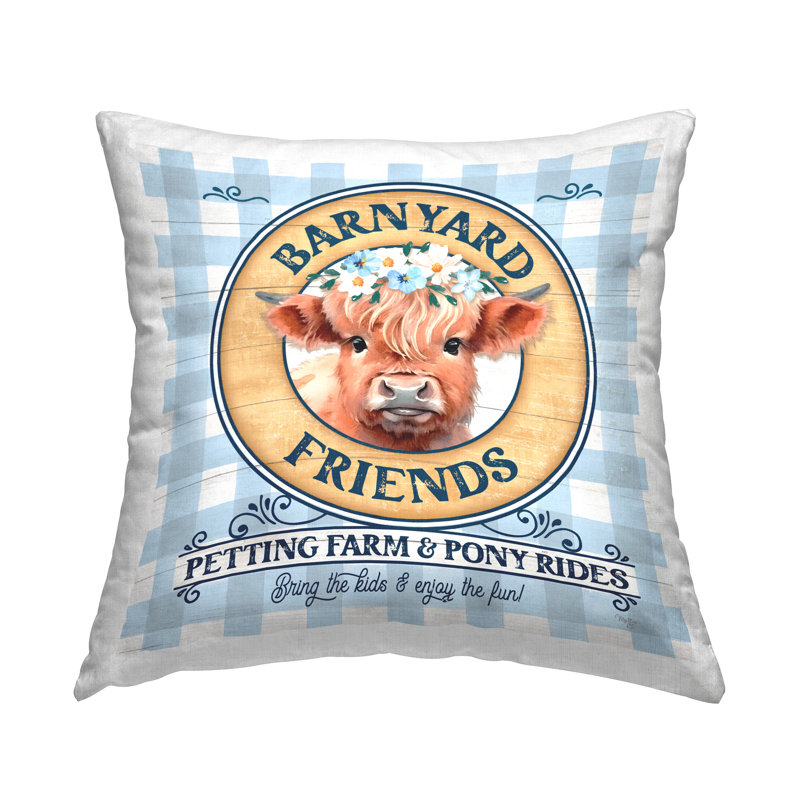 Barnyard Friends Plaid Decorative Printed Throw Pillow Design by Mollie B.