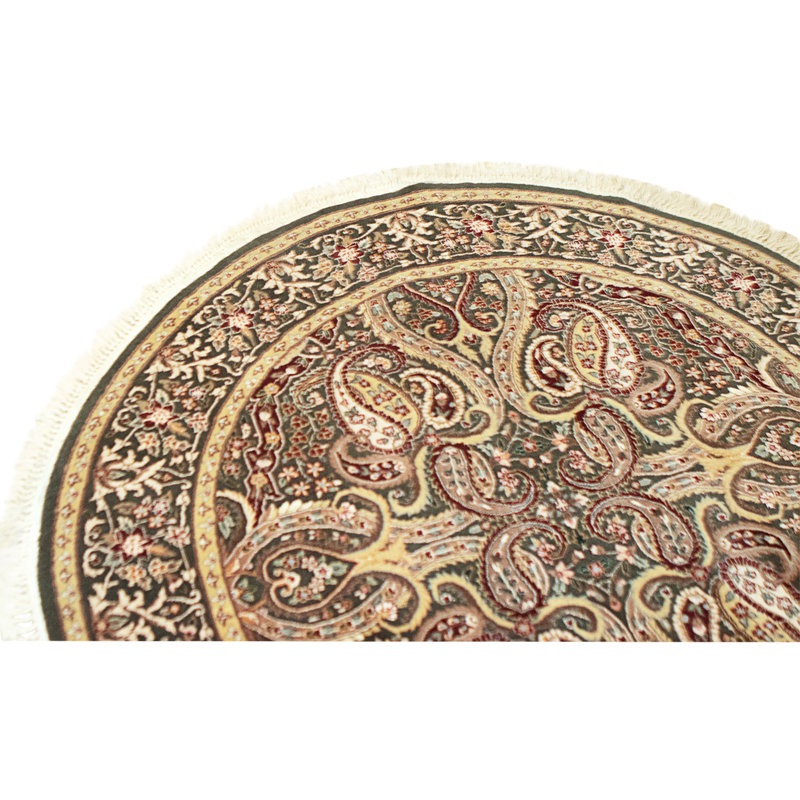 High-Quality Hand-Knotted Dark Green Area Rug