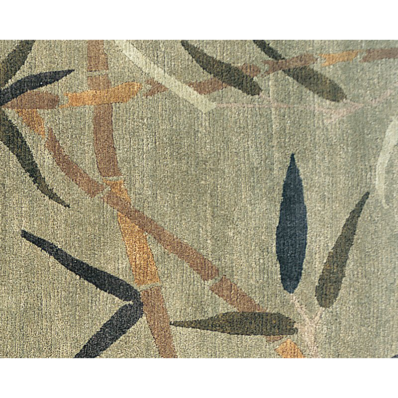 Kyoto Wool Floral Area Rug in Green/Purple, Rectangle 6' x 9'