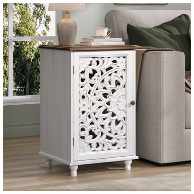 Small Accent Cabinet With Single Door, Storage Cabinet With Adjustable Shelf, Sideboard Buffet For Living room, Dining Room, White