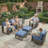 Drazen Wicker Steel Outdoor Seating Group-910527887-910527886