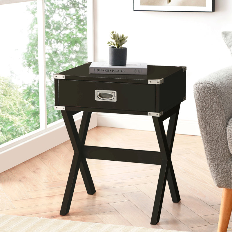 Black 1-Drawer End Table, Black