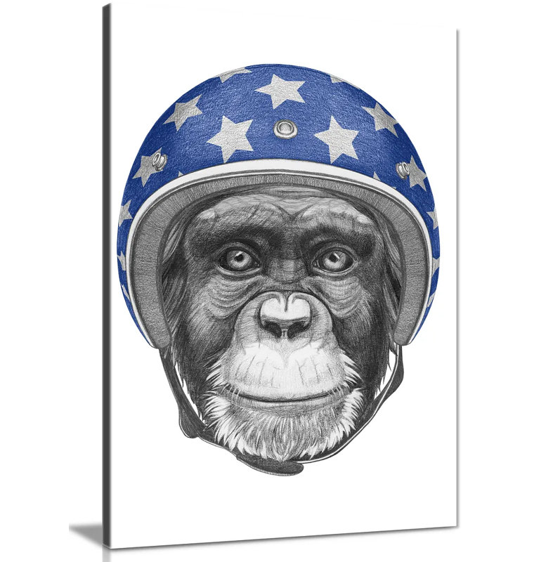 Modern Contemporary Monkey - Wrapped Canvas Print, 31cm H x 20cm W
