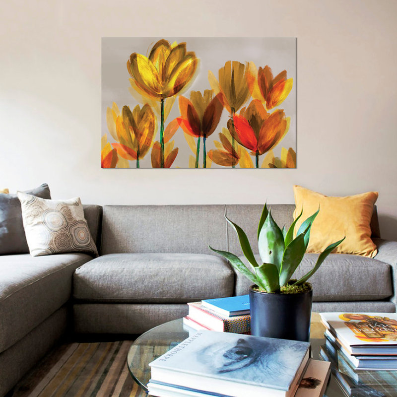 « contemporaine pops jaune », impression sur toile, H 8 po x l 12 po x P 0,75 po, Pas de tapis, Toile tendue