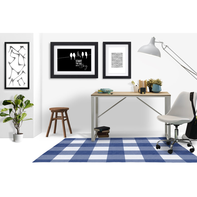 Tapis de chaise rectangulaire Chico, L 48 po x L 72 po, Bleu marine