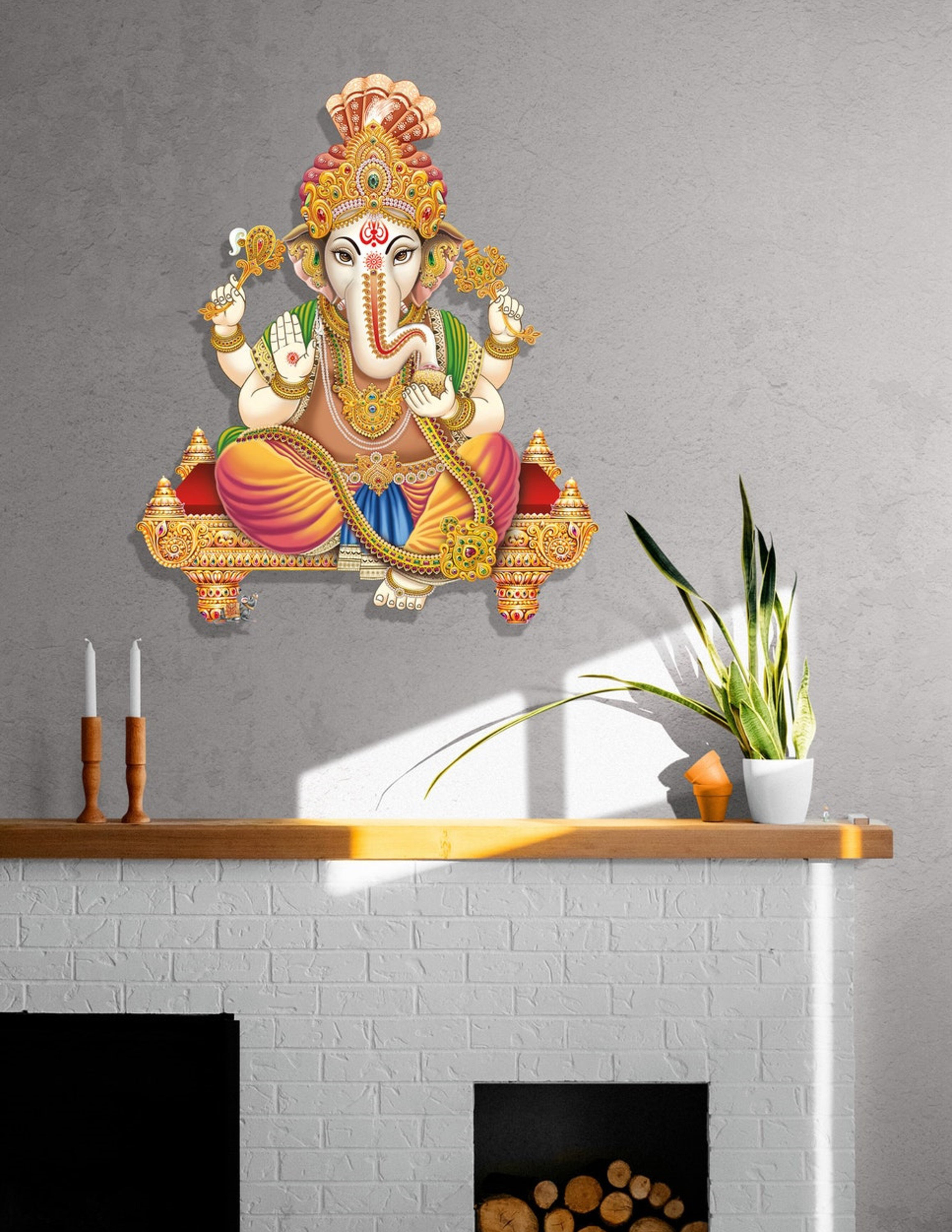 Bungalow Rose Colorful Ganesha Metal Wall Hanging Decor, Ganapathi ...