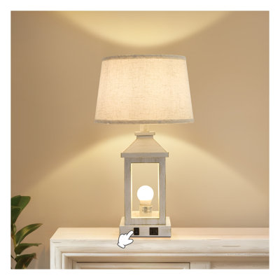 Ensemble de 2 lampes de table industrielles 20,5 "avec ports USB C + A et prise de courant - table de bout de table de chevet pour salon avec table de chevet (ampoules incluses)