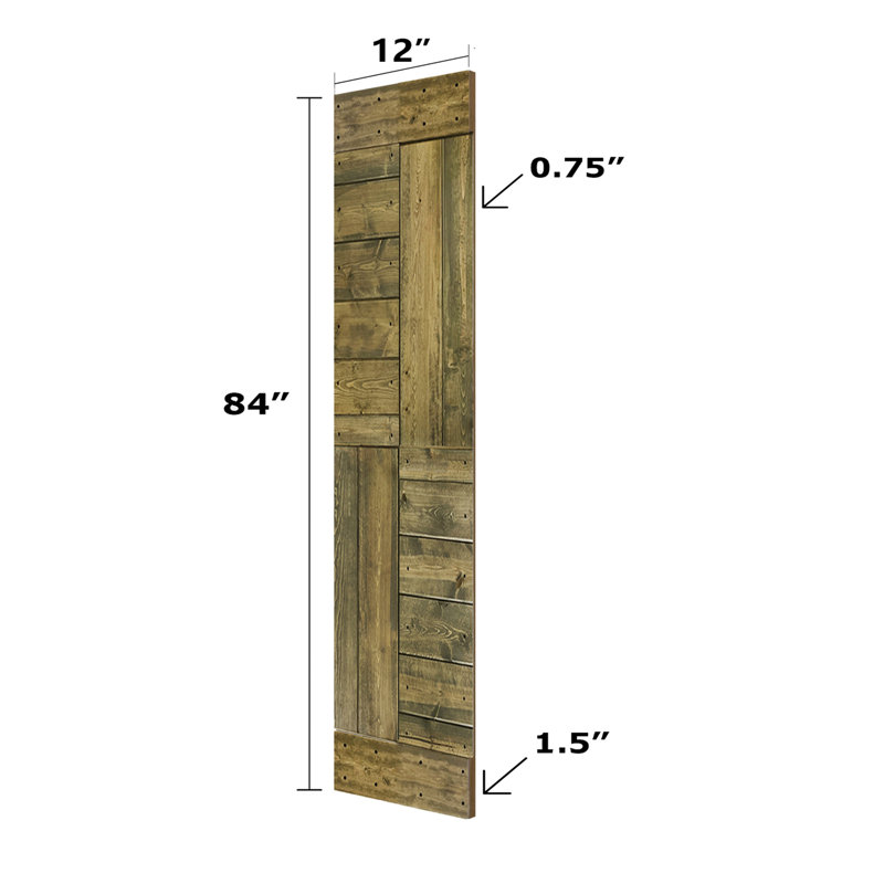 Porte pliante en bois massif en forme de S avec quincaillerie nécessaire, 48 po x 84 po, Tonneau vieilli