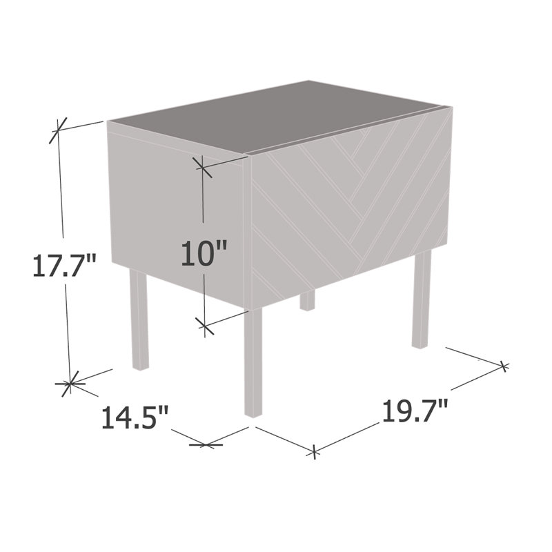 Aranza 17.9" Nightstand with High Gloss Finish, Black