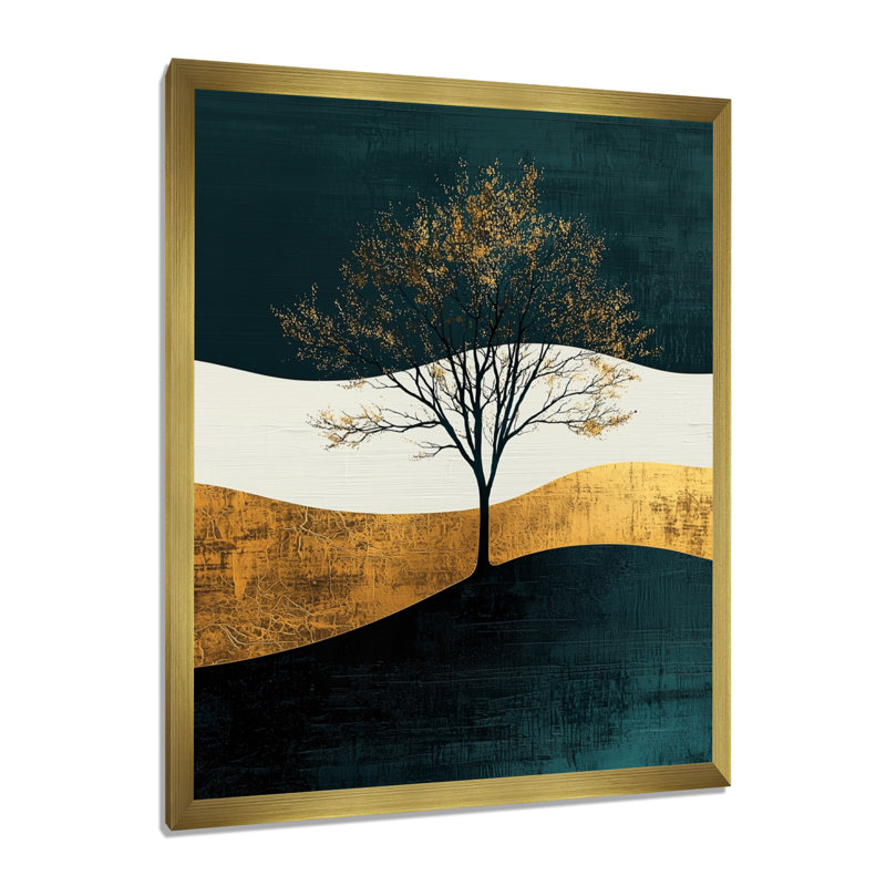 Lamkin - Landscapes Wall Art Living Room, 32" H x 24" W, Single Picture Framed Print, Gold