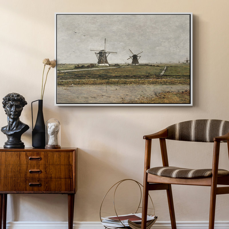 " Vintage Landscape- CMXXXI ", White Framed Canvas, 27" H x 41" W x 2'' D