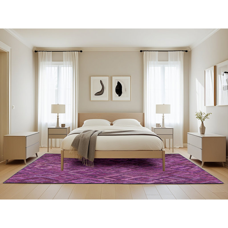 Tapis décoratif marron géométrique, Rectangle 5 pi x 8 pi