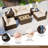 7 Pieces Outdoor Furniture Set with Fire Pit Table and Propane Tank Cover Black-904043346