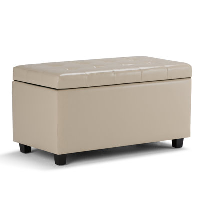 Cosmopolitan 34"W Upholstered Vegan Leather Transitional Rectangular Lift-Up Storage Ottoman Bench with Hidden Storage