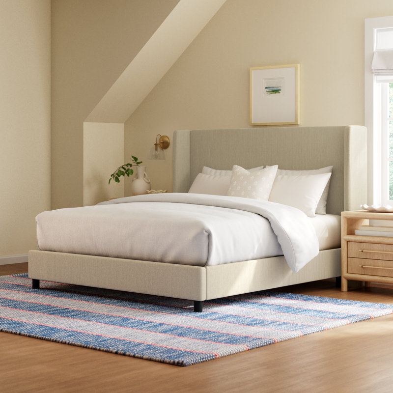 Bellfield Upholstered Wingback Bed, Milsap Canvas Sustain® Tweed, King