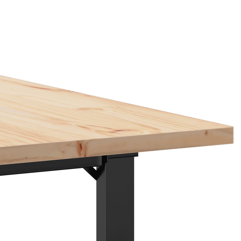  Dining Table Natural Pine And Black Steel, 29.7"H x 35.4"L x 35.4"W