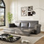 Canapé-lit convertible moderne, canapé-lit 3 en 1 avec lit escamotable, canapé futon en similicuir avec garniture cloutée et accoudoirs roulés pour le salon, gris-1170297537