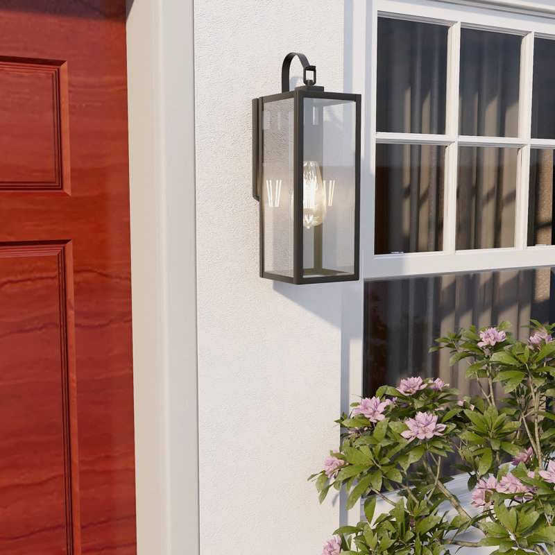 Schlesinger Outdoor Wall Lantern, 45.1cm H x 15cm W x 19.9cm D, Matte Black