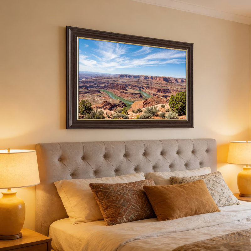 Art mural antique sur toile encadré doré pour le salon, la chambre à coucher, le bureau ou le vestibule - Décoration murale décorative avec canyon du désert