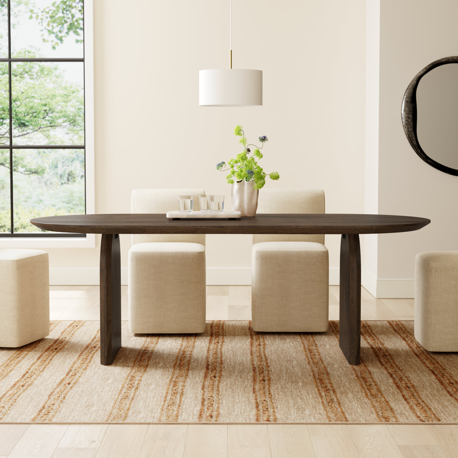 Brogan 86.5'' Oval Dining Table, Dark Brown