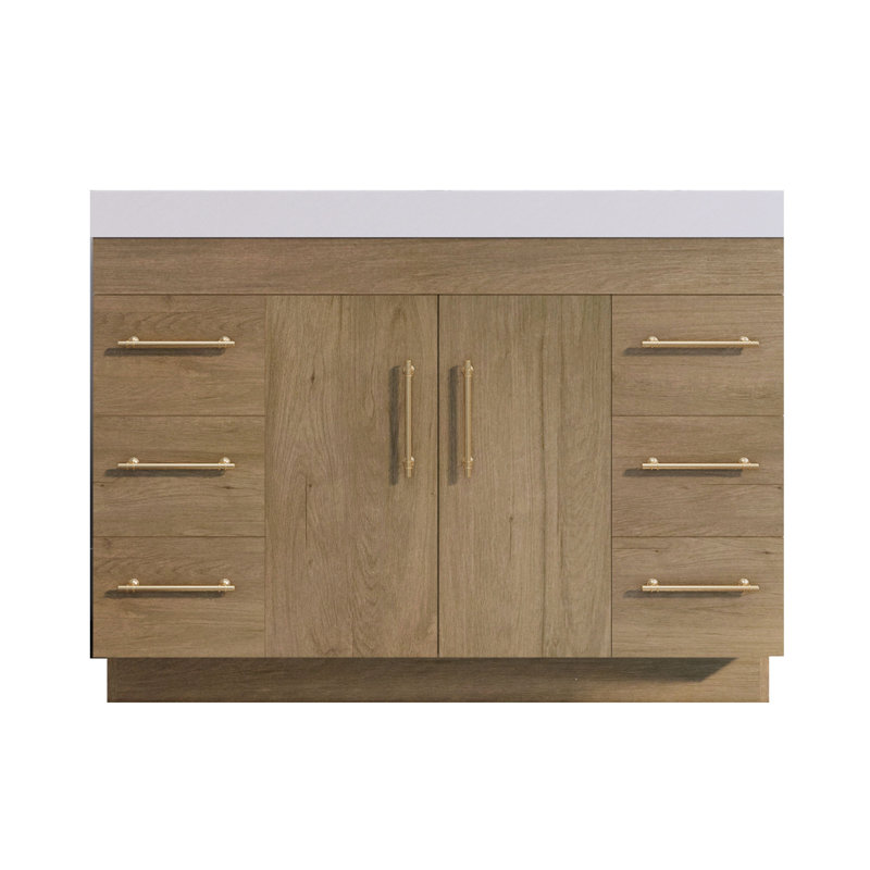 48'' Single Bathroom Vanity with Acrylic Top, White Oak