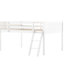 Lit mezzanine bas en bois blanc avec grimpeur polyvalent - Élément de chambre convertible pleine grandeur de style longue durée