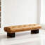 Banc rembourré en bois massif orange-981254770