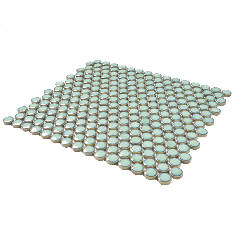 Carreau de mosaïque rond en porcelaine 0,75 "x 0,75", Vert brillant