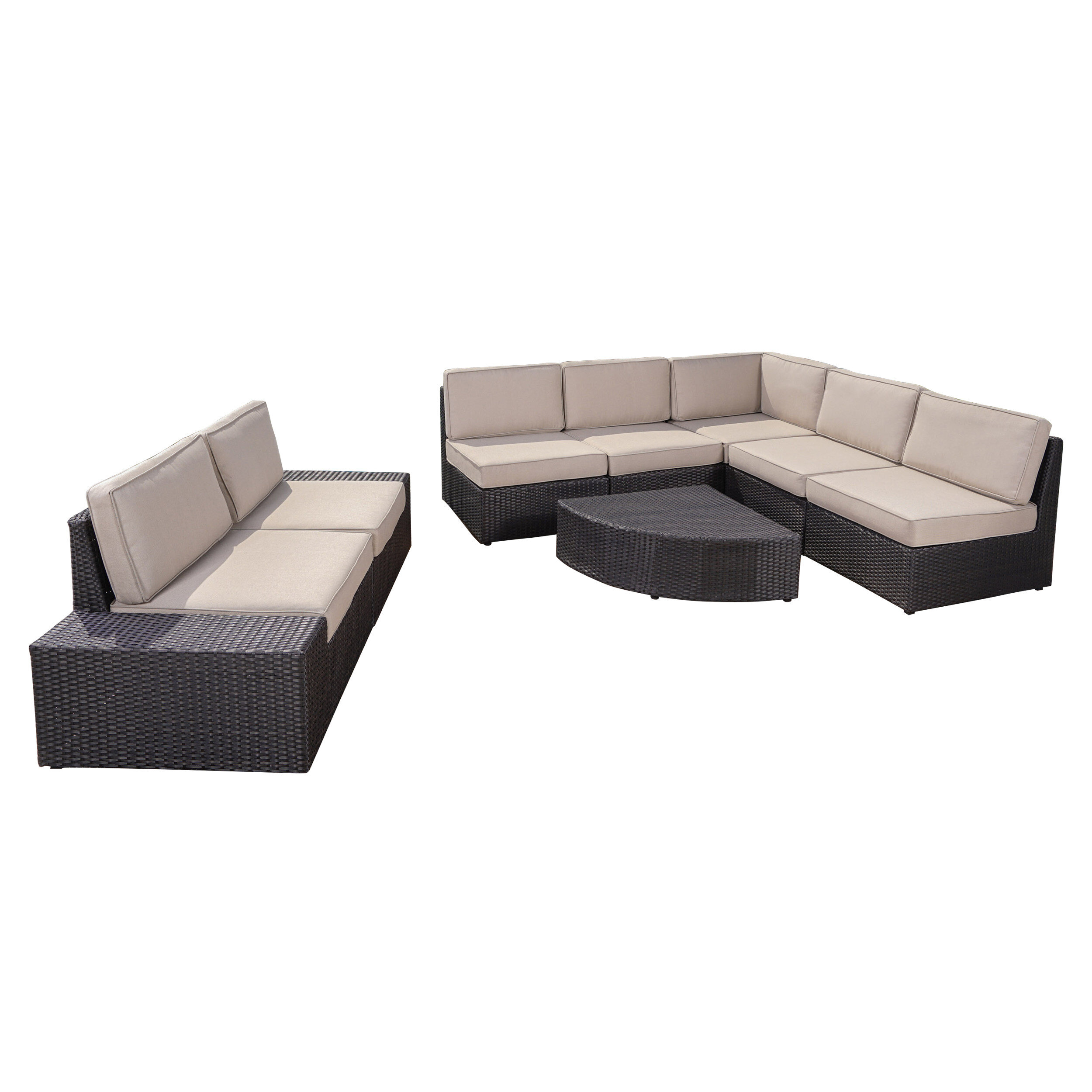 Ebern Designs Grainne 8 Piece Sectional Seating Group with Cushions ...