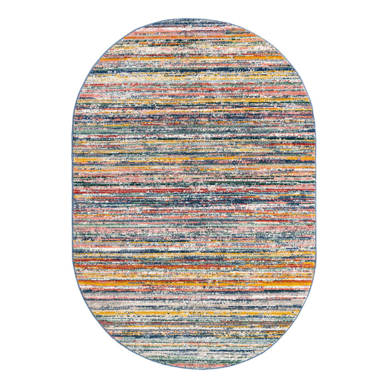 Hulsey Striped Indoor Rug, Oval 5'3" x 8'