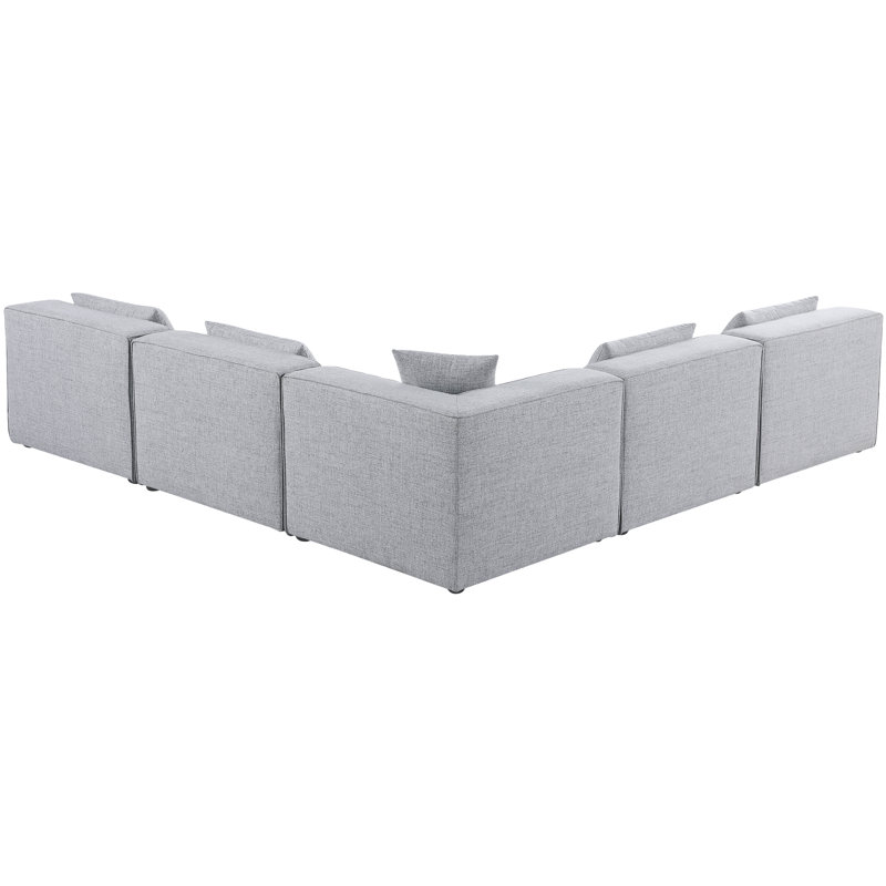 Cube Upholstered L-Shaped Sectional Reversible, Grey Linen Textured Fabric - Armless