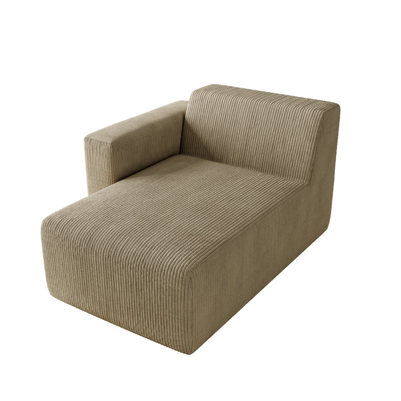 Upholstered Chaise Lounge, Left Hand Facing, Khaki