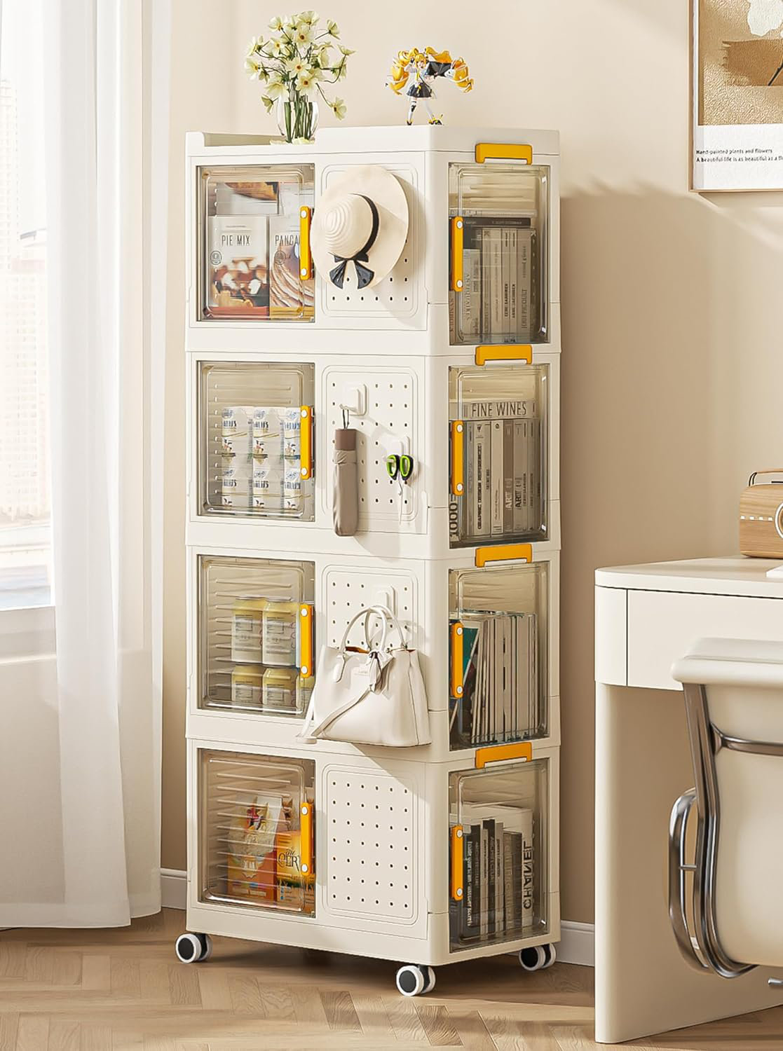 Rebrilliant Plastic Storage Bins With Pegboard Dividers 4 Tier 60Gal