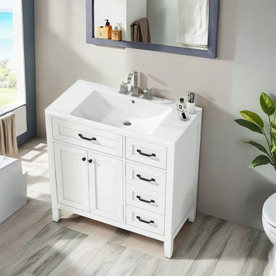 Meuble-lavabo simple avec plateau en céramique 35,98 po Raynier