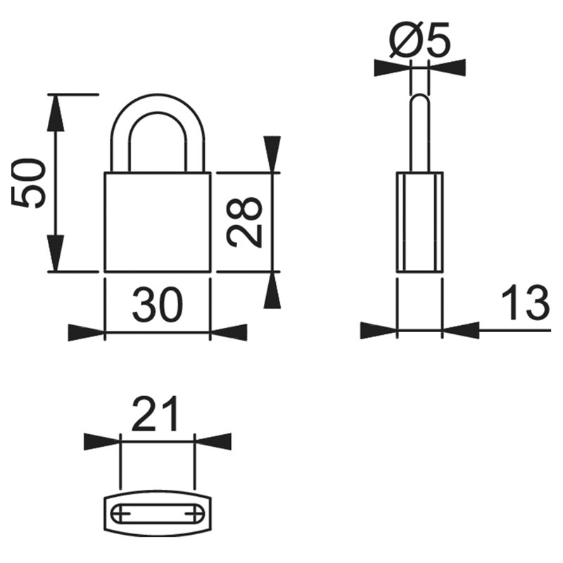 Brass Padlock, 30mm, Keyed to Differ
