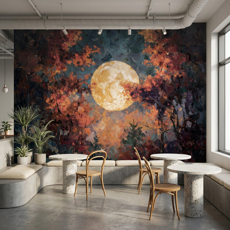 Décoration murale abstraite amovible Moon, Texturé non collé, 120 po x 96 po