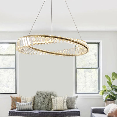 Gentri 23.6 in Dimmable LED Ring Chandelier with Crystal Accents
