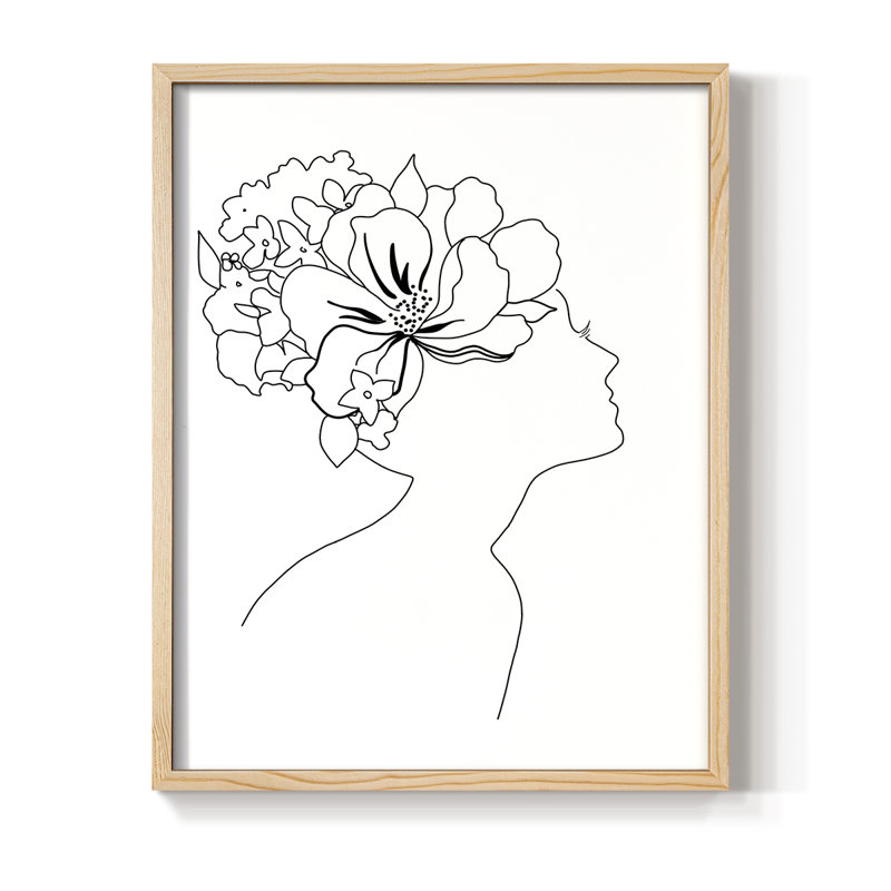 Croquis floral Fashion I, reproduction encadrée - bois massif