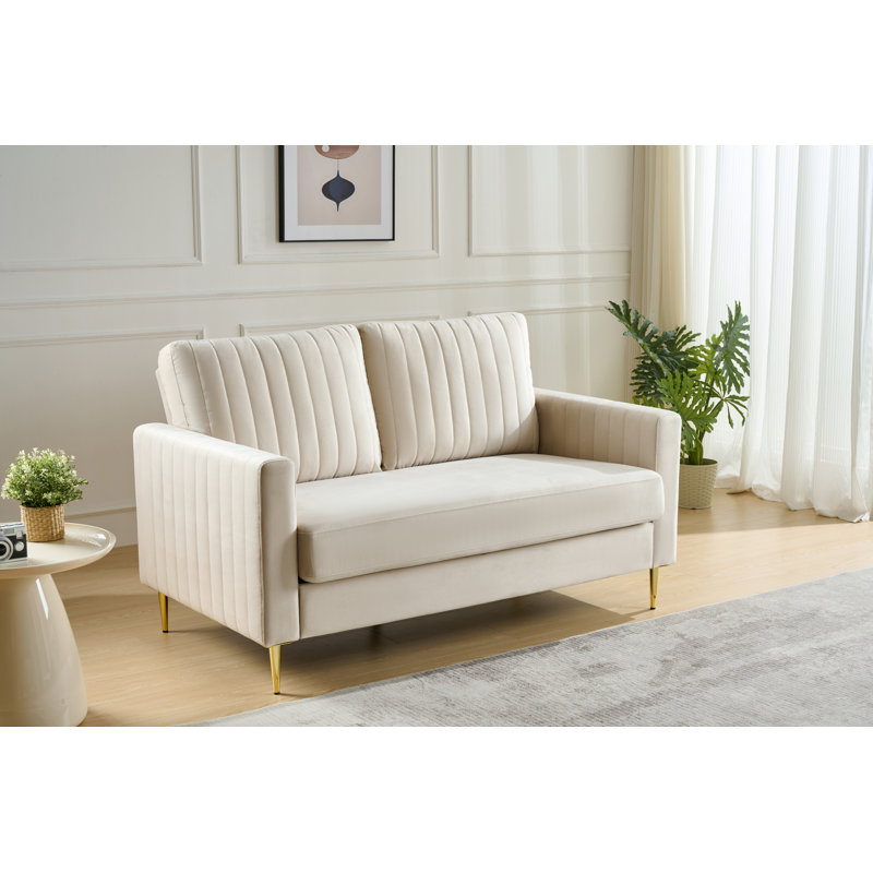 Manistee 2 Seater Velvet Sofa, Beige