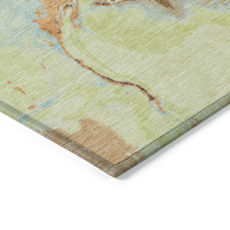 3' X 5' Brown Abstract Washable Indoor Outdoor Area Rug